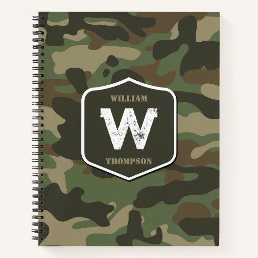 Monogramm des Camouflage Green Camouflage Arms Notizblock (Vorderseite)