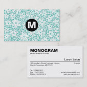 Monogramm des Center Spot - Blume Design - Lt Aqua Visitenkarte (Vorne/Hinten)