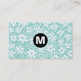 Monogramm des Center Spot - Blume Design - Lt Aqua Visitenkarte