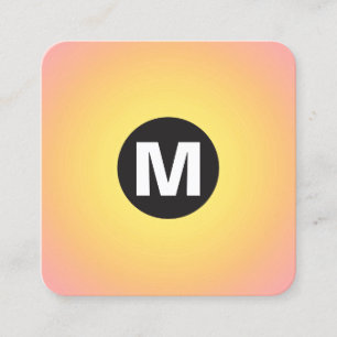 Monogramm des Circle Spot - Gradient - Gelb bis Ro Quadratische Visitenkarte