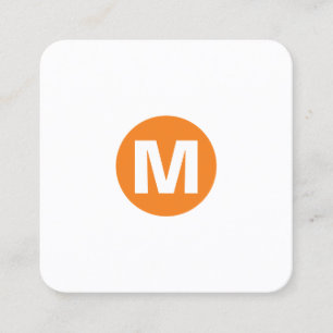 Monogramm des Circle Spot - Orange Quadratische Visitenkarte