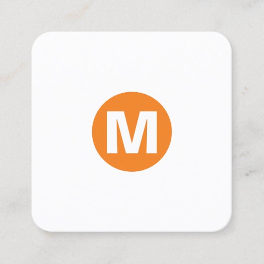 Monogramm des Circle Spot - Orange Quadratische Visitenkarte (Vorderseite)