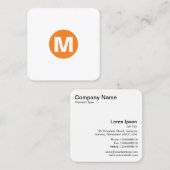 Monogramm des Circle Spot - Orange Quadratische Visitenkarte (Vorne/Hinten)