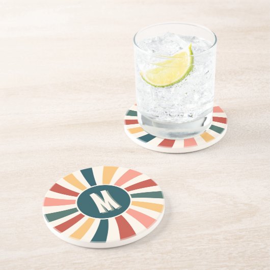 Monogramm des coolen Retro-Musters Getränkeuntersetzer (Seite)