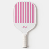 Monogramm des Country Club mit rosa und weißen Str Pickleball Schläger (Vorderseite)