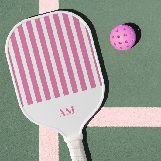 Monogramm des Country Club mit rosa und weißen Str Pickleball Schläger