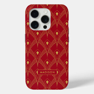 Monogramm des Dekos aus Gold und Rot Case-Mate iPhone Hülle