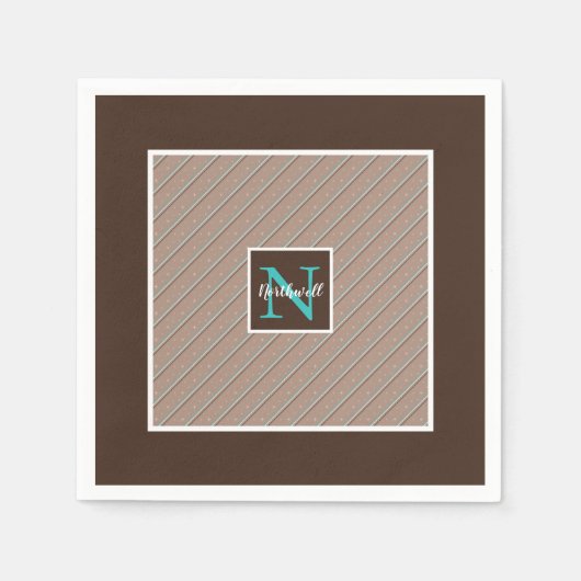 Monogramm des diagonalen Streifenmusters ID596 Serviette (Vorderseite)