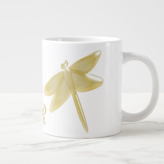 Monogramm des Dragonfly-Designs Jumbo-Tasse (Rechts)