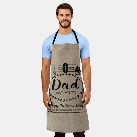 Monogramm des eigenen Vaters Nummer 1 Vater Schürze (Getragen)