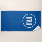 Monogramm des einfachen blauen weißen Kreises Strandtuch (Vorderseite)
