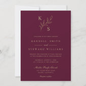 Monogramm des eleganten Greenery Floral Wedding Lo Einladung (Vorderseite)