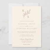 Monogramm des eleganten Greenery Floral Wedding Lo Einladung (Vorderseite)