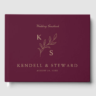 Monogramm des eleganten Greenery Floral Wedding Lo Gästebuch
