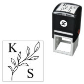 Monogramm des eleganten Greenery Floral Wedding Lo Permastempel (Beispiel)