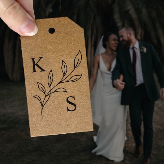 Monogramm des eleganten Greenery Floral Wedding Lo Permastempel