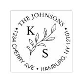 Monogramm des eleganten Greenery Floral Wedding Lo Permastempel (Design)