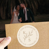 Monogramm des eleganten Greenery Floral Wedding Lo Runder Aufkleber