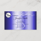 Monogramm des eleganten Royal Blue Sparkling Glitz Visitenkarte (Rückseite)