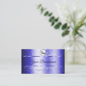 Monogramm des eleganten Royal Blue Sparkling Glitz Visitenkarte (Stehend Vorderseite)