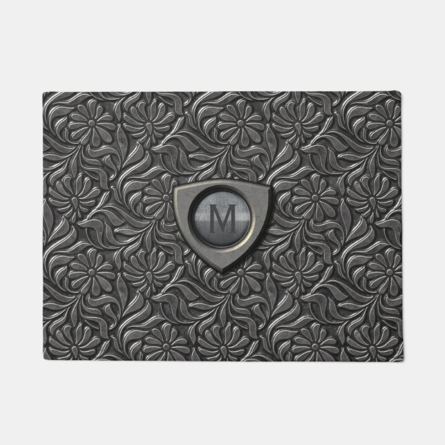 Monogramm des Embossed Metal Shield ID139 Fußmatte (Vorderseite)