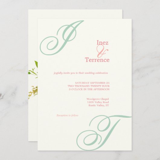 Monogramm des Englischen Nachmittaggartens Einladung (Vorne/Hinten)