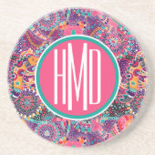 Monogramm des ethnische Art-Tiermuster-| Getränkeuntersetzer (Vorne)