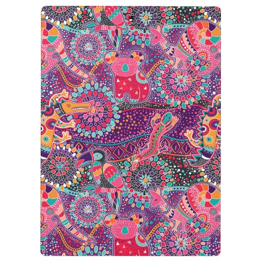 Monogramm des ethnische Art-Tiermuster-| Klemmbrett (Rückseite)