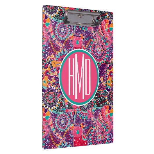Monogramm des ethnische Art-Tiermuster-| Klemmbrett (Rechts)