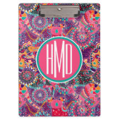 Monogramm des ethnische Art-Tiermuster-| Klemmbrett (Vorderseite)