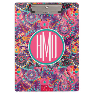 Monogramm des ethnische Art-Tiermuster-  Klemmbrett