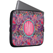 Monogramm des ethnische Art-Tiermuster-| Laptopschutzhülle (Vorne Rechts)