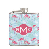 Monogramm des Flamingo-Muster-| Flachmann (Vorderseite)