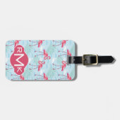 Monogramm des Flamingo-Muster-| Gepäckanhänger (Vorderseite horizontal)