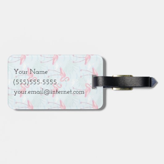 Monogramm des Flamingo-Muster-| Gepäckanhänger (Rückseite horizontal)