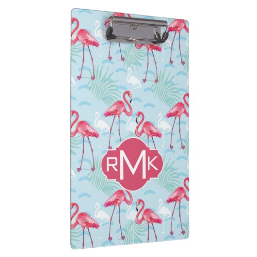 Monogramm des Flamingo-Muster-| Klemmbrett (Rechts)