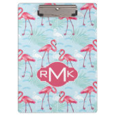 Monogramm des Flamingo-Muster-| Klemmbrett (Vorderseite)