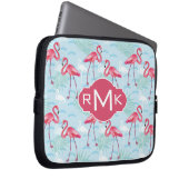 Monogramm des Flamingo-Muster-| Laptopschutzhülle (Vorne Rechts)