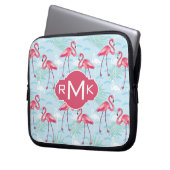 Monogramm des Flamingo-Muster-| Laptopschutzhülle (Vorderseite Links)