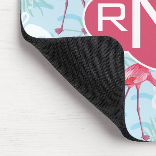 Monogramm des Flamingo-Muster-| Mousepad (Ecke)