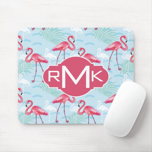 Monogramm des Flamingo-Muster-| Mousepad (Mit Mouse)