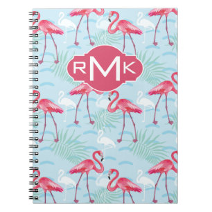 Monogramm des Flamingo-Muster-  Notizblock