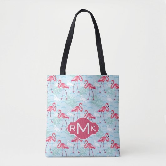 Monogramm des Flamingo-Muster-| Tasche (Vorderseite)