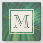 Monogramm des Fotos "Grünes Blätterwald" Steinuntersetzer (Vorderseite)