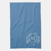 Monogramm des französischen blauen Wappen Geschirrtuch (Vertikal)