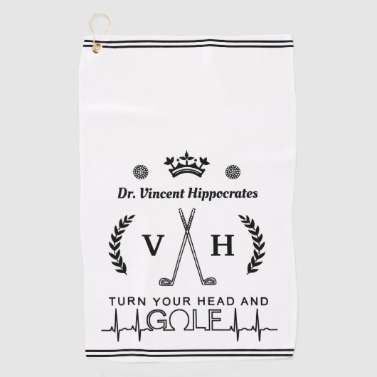 Monogramm des Funny Doctor Physician Personalisier Golfhandtuch (Vorderseite)