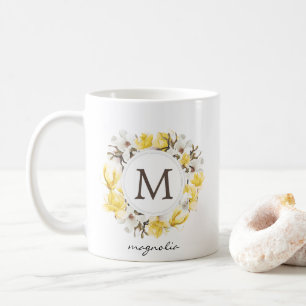 Monogramm des gelben Magnolienkreises Kaffeetasse