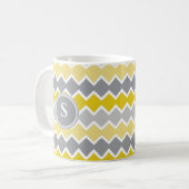 Monogramm des gelben und grauen Musters Kaffeetasse (Vorderseite Links)