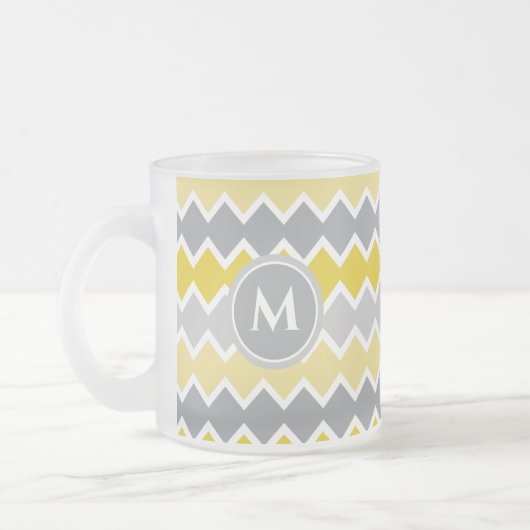 Monogramm des gelben und grauen Musters Mattglastasse (Links)