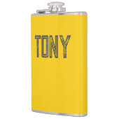 Monogramm des gelborangen Individuellen Namens mit Flachmann (Links)